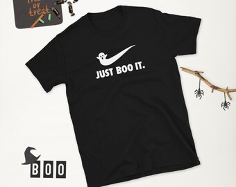 Schwarz Just Boo It Geist Halloween Kurzarm Unisex T-Shirt
