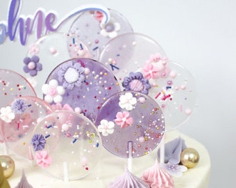 6 Lollipops for cake decorating -lollipop  cake toppers for cakes. Different sized lollipops to make statement cakes that are on trend!