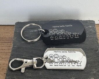 Engraved Family key ring, personalized gift idea, birthday, Father's Day, Mother's Day, original