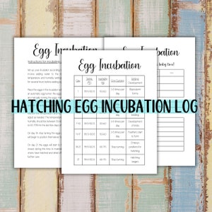 Printable Chicken Egg Incubation Calendar, Incubation Log, Incubation Tracker for Hatching Eggs and Hatching Chicks to Raise Chickens