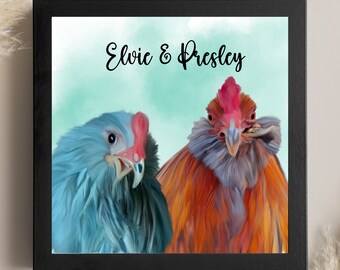 Custom Chicken Portrait, Custom Pet Painting, Pet Portrait, Chicken Portrait for Pet Keepsake