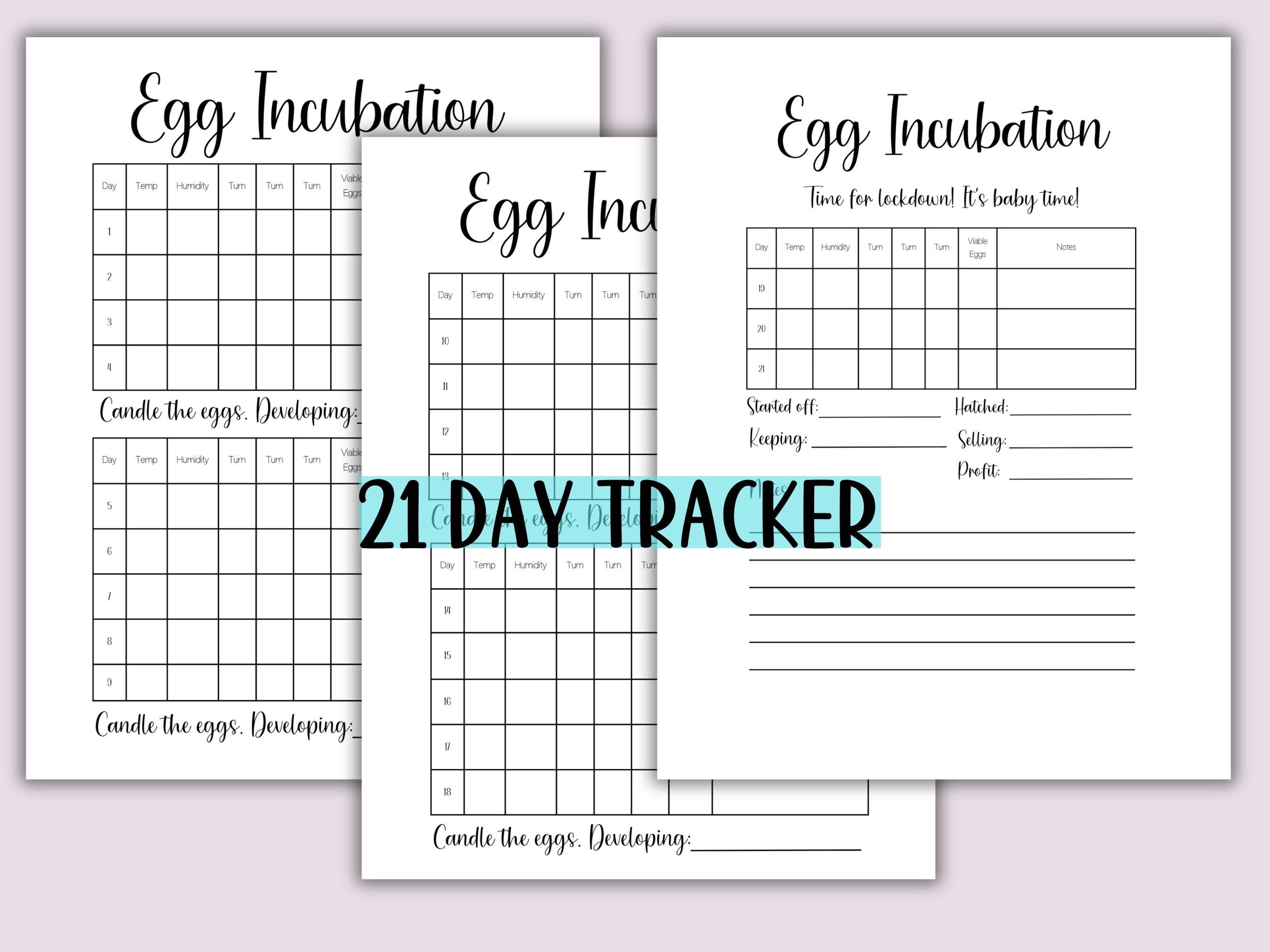 Printable Chicken Egg Incubation Calendar, Incubation Log, Incubation