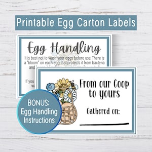 Etiqueta autoadhesiva imprimible de cartón de huevos, Etiqueta de cartón de huevos, Etiqueta imprimible para cartón de huevos de gallina