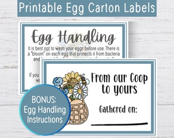 Printable Egg Carton Label Sticker, Egg Carton Label, Printable Label for Chicken Egg Carton