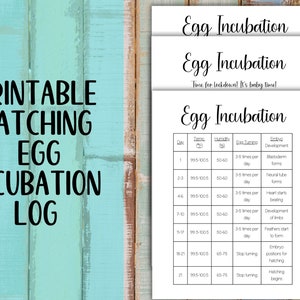 Printable Chicken Egg Incubation Calendar, Incubation Log, Incubation Tracker for Hatching Eggs and Hatching Chicks to Raise Chickens