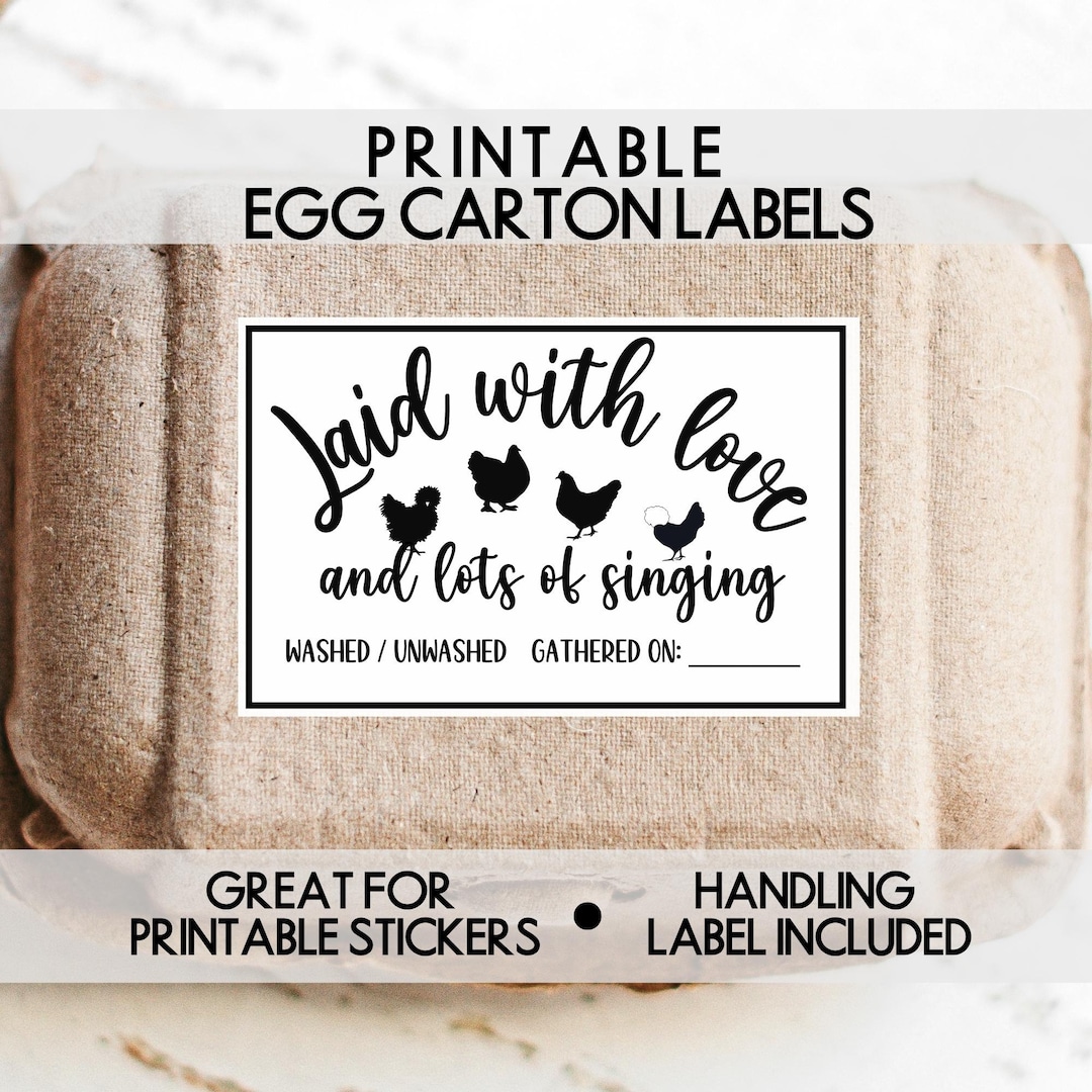 Egg Carton Label Printable, Fresh Egg Carton Label, Printable Label for ...