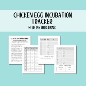 Chicken Egg Incubation Tracker, Hatching Egg Log, Egg Hatching Tracker, Incubation Log, Incubation Tracker for Hatching Chicken Eggs