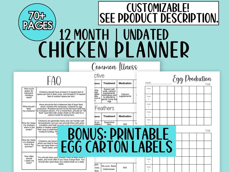 Chicken Planner Binder Customized Chicken Record Log Etsy