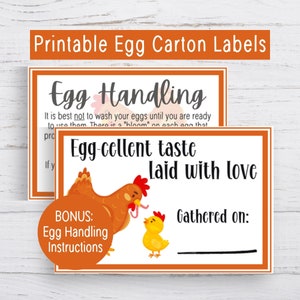 Printable Egg Carton Label Sticker, Egg Carton Label, Printable Label for Chicken Egg Carton
