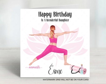 Personalised Birthday card for her Yoga Girl Yoga Teacher Yoga Instructor daughter sister granddaughter girls card  any age name relaion