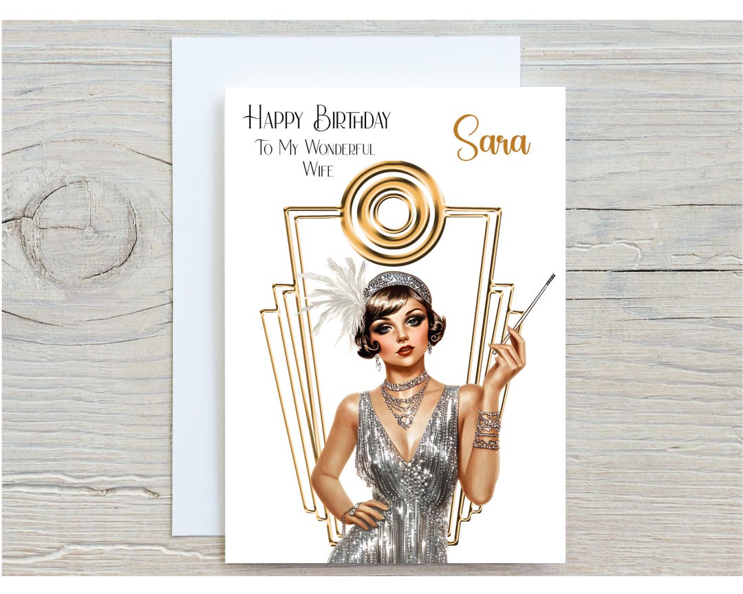 Personalised Art Deco Birthday Card for Her - Etsy