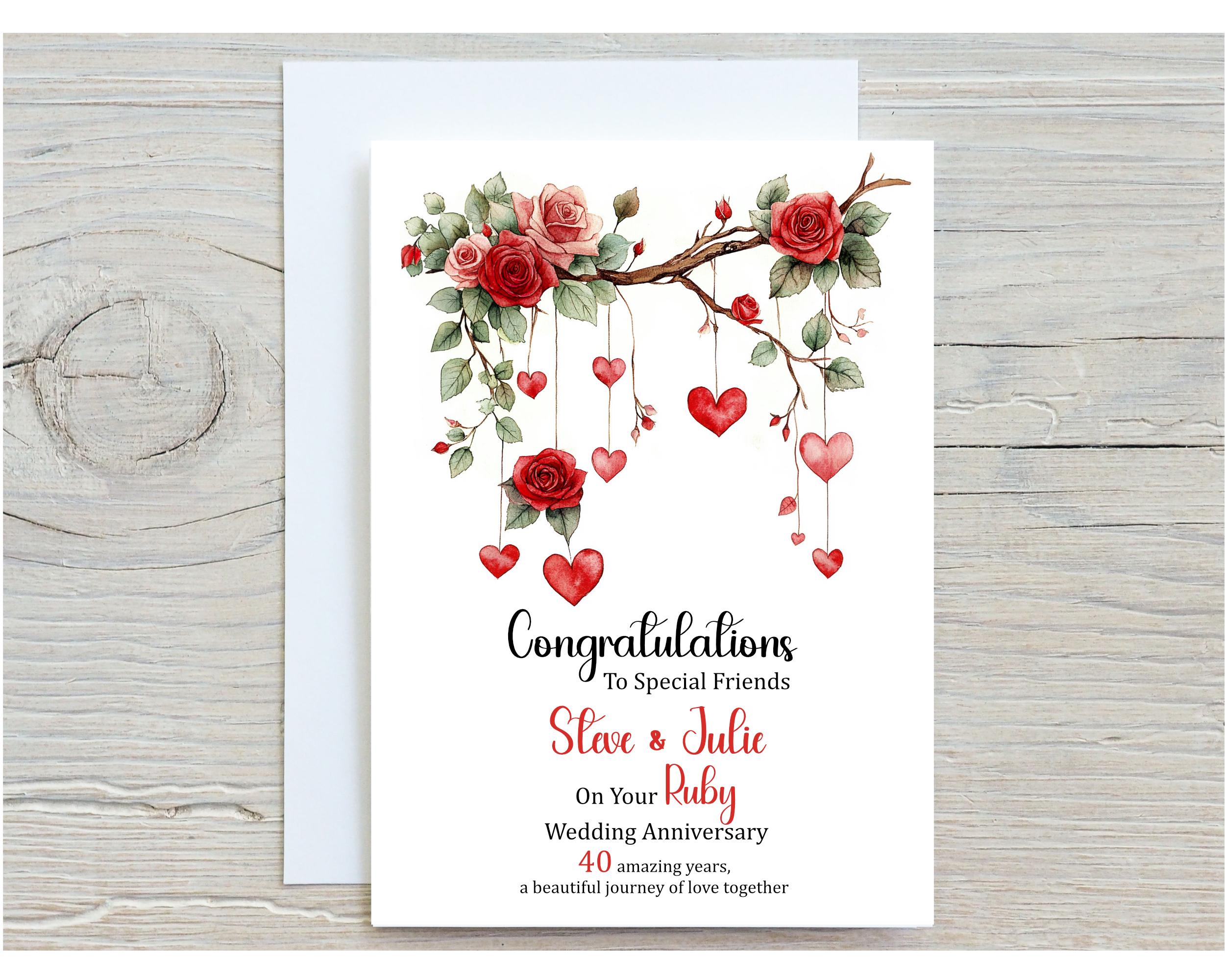 Personalised Ruby Wedding Anniversary Card, 40th Anniversary - Etsy UK
