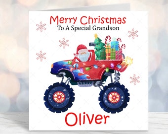 Personalised Childrens Christmas card Monster Truck