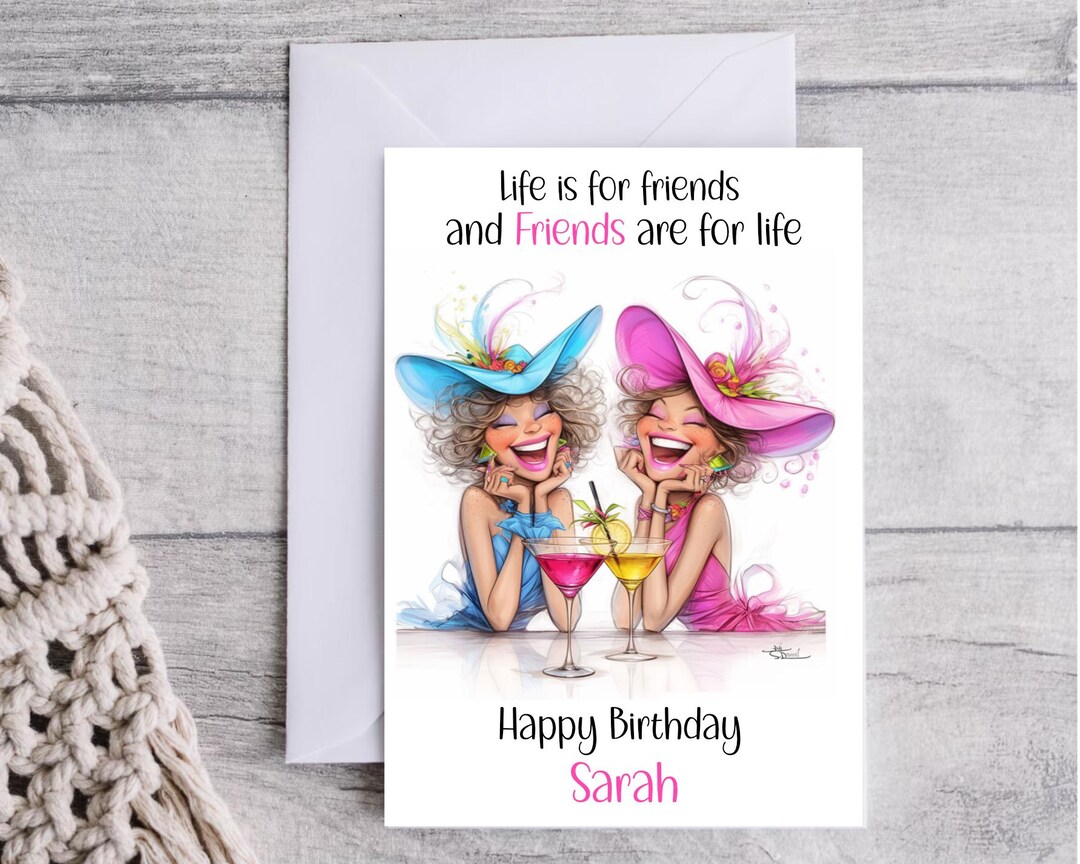 Personalized Best Friend Birthday Card – Girls Illustration - Etsy UK
