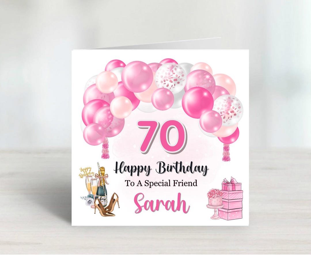 Ladies 70th Birthday Card, Personalised 70th Birthday Card Girls Ladies ...