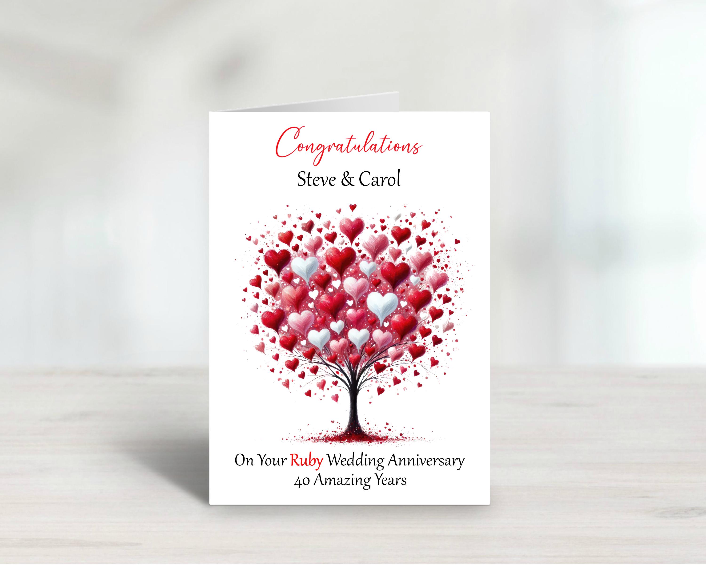 Personalised Ruby Wedding Anniversary Card, 40th Anniversary - Etsy UK