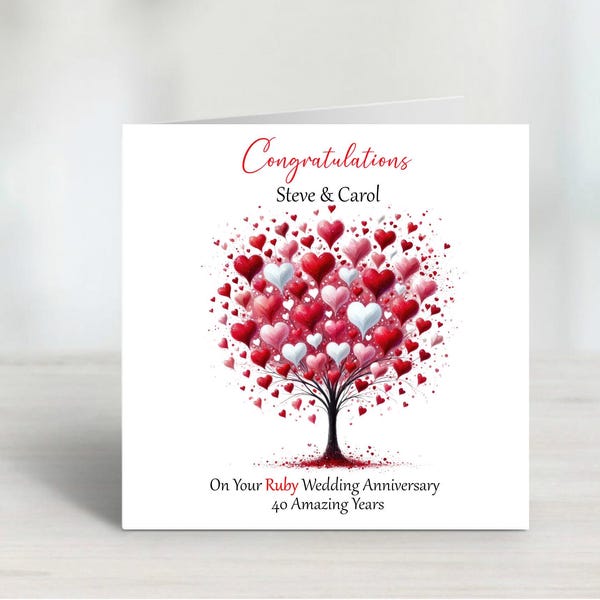Ruby Wedding Anniversary Cards - Etsy UK