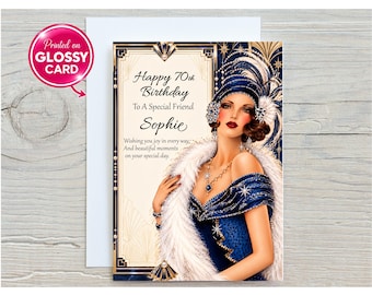 Personalised Art Deco Birthday Card For Her Wife Sister Daughter Mum