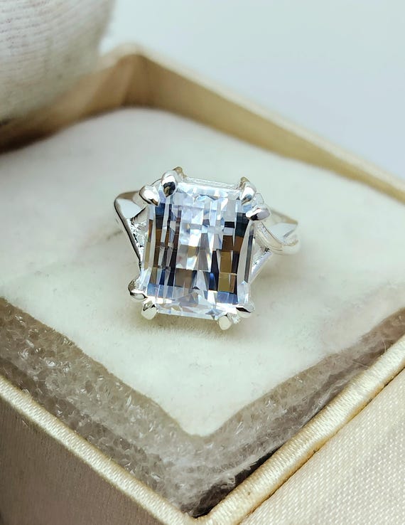 Zircon cubique blanc pixelisé, alliance en argent sterling 925