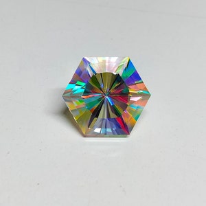 Fantasy Cut Mystic Topaz Gemstone: Rainbow Hexagon Stone, 29.10 Ct