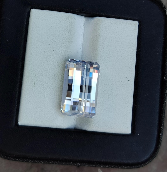 White Cubic Zircon, Rectangle Shape Pixel Cut Stone ,ring