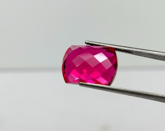 Piedra preciosa de zafiro rosa: rectángulo de 13 x 10 mm, creada en laboratorio