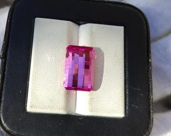 Gema de zafiro rosa: talla rectangular pixelada, 16 x 10 mm, para joyería, gema suelta.