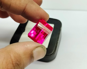 Piedra preciosa de corindón de zafiro rosa: 32 ct, 20 x 15 mm, creada en laboratorio