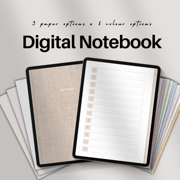 Digitales Notizbuch | iPad Notizbuch | Goodnotes Notizbuch | Digitale Notizvorlagen | Notability Notizbuch