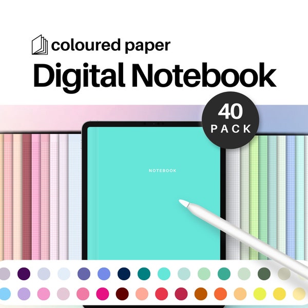 Digitales Notizbuch Farbiges Papier | Ipad Notebook GoodNotes Templates Notability Note Note für Studenten Hyperlinked Pdf Digitale Aufkleber