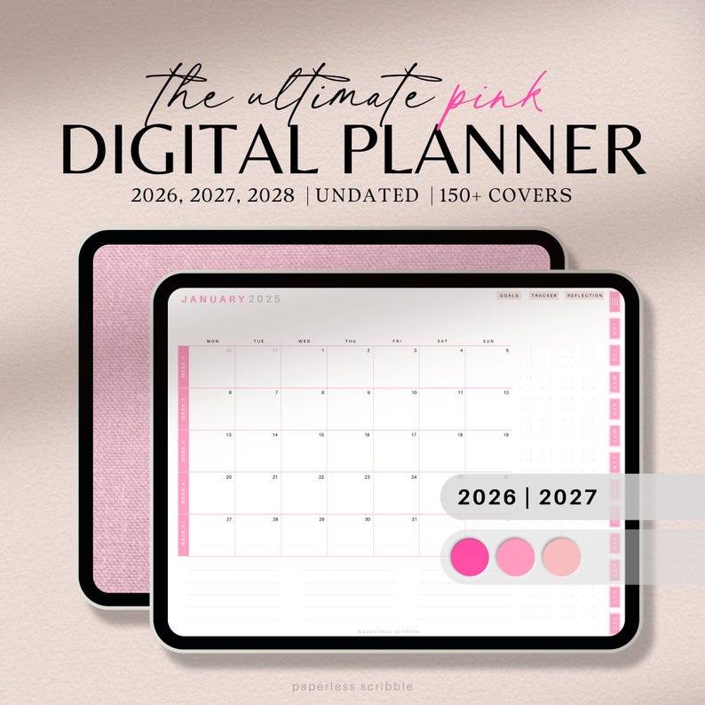 Digital Planner 2026, 2027, 2028, GoodNotes Planner, iPad Calendar, Notability Templates image 1
