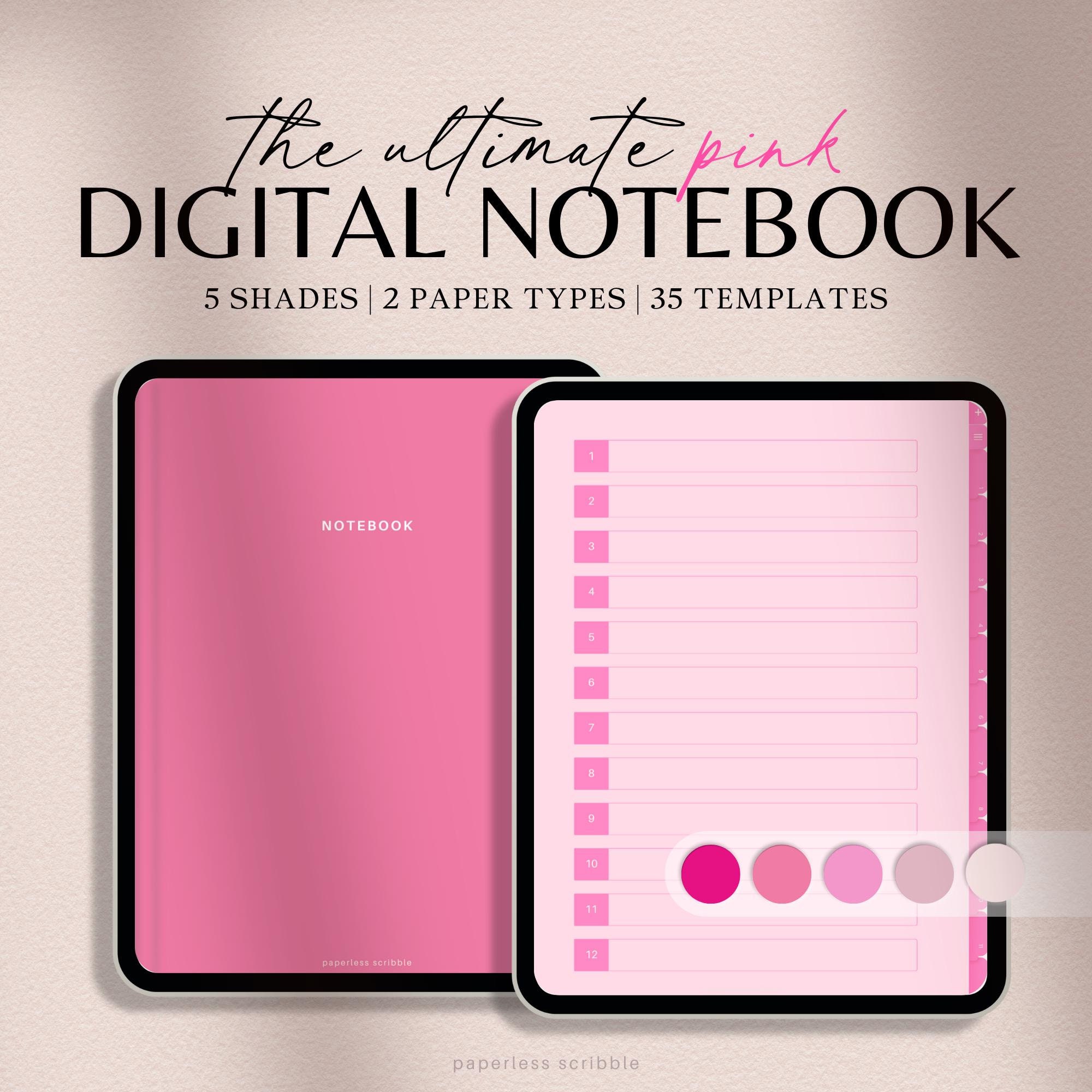 Digital Notebook Pink | Pink iPad Notebook for GoodNotes | Digital Note Templates Notability | Digital Student Notebook | GoodNotes Notebook