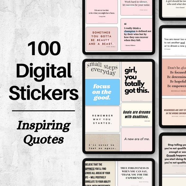 Inspirerende citaten digitale stickers | Digitale planner-stickers | Goodnotes-stickers | Bekendheidsstickers | Digitale stickers