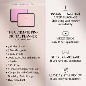 Digital Planner 2026, 2027, 2028, GoodNotes Planner, iPad Calendar, Notability Templates image 16