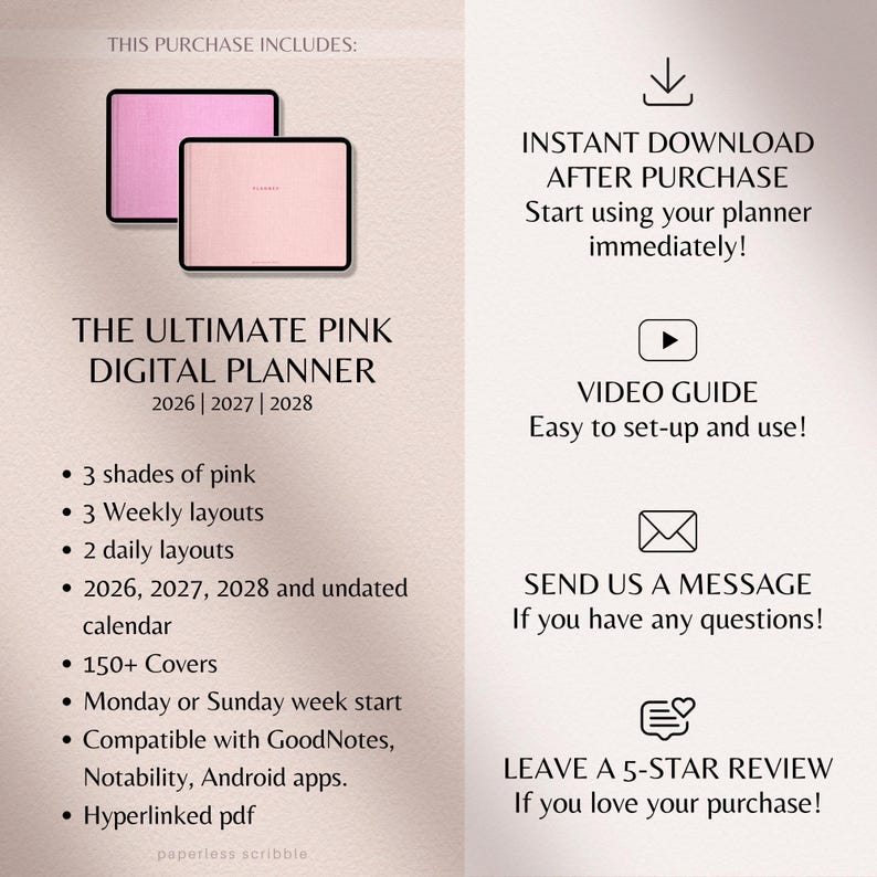 Digital Planner 2026, 2027, 2028, GoodNotes Planner, iPad Calendar, Notability Templates image 16