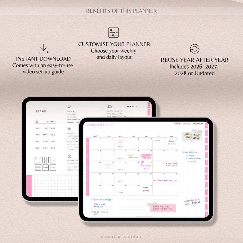 Digital Planner 2026, 2027, 2028, GoodNotes Planner, iPad Calendar, Notability Templates image 2