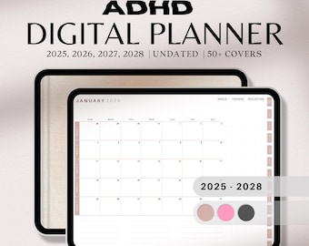 ADHD Digital Planner 2026 2027 2028 GoodNotes & Notability Templates, Digital Download