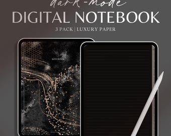 Dark Mode Digital Notebook: Planner Templates for GoodNotes, Notability PDF Download