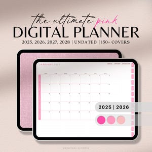 Digitaler Planer 2025 2026 2027 | Rosa Digitaler Planer | Undatierter digitaler Planer | GoodNotes Planer | iPad Planer | Digitaler Kalender