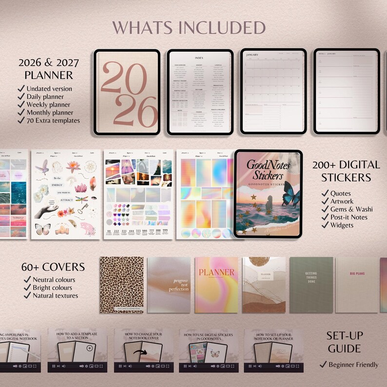 2026 Digital Planner Bundle With Stickers and Covers, Goodnotes ...