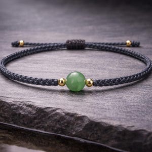 Macramé bracelet "Planet" | aventurine / anthracite / 14k gold-plated | Customizable