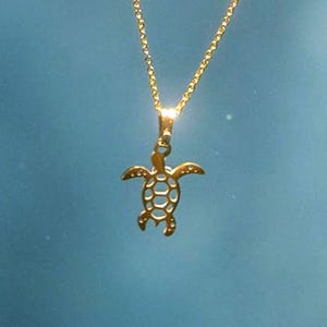 ANIMA - Kette mit Schildkröte Anhänger | Wasserfester Schmuck aus Edelstahl | goldene Tierkette mit kleinem Anhänger | Geschenkidee Freundin