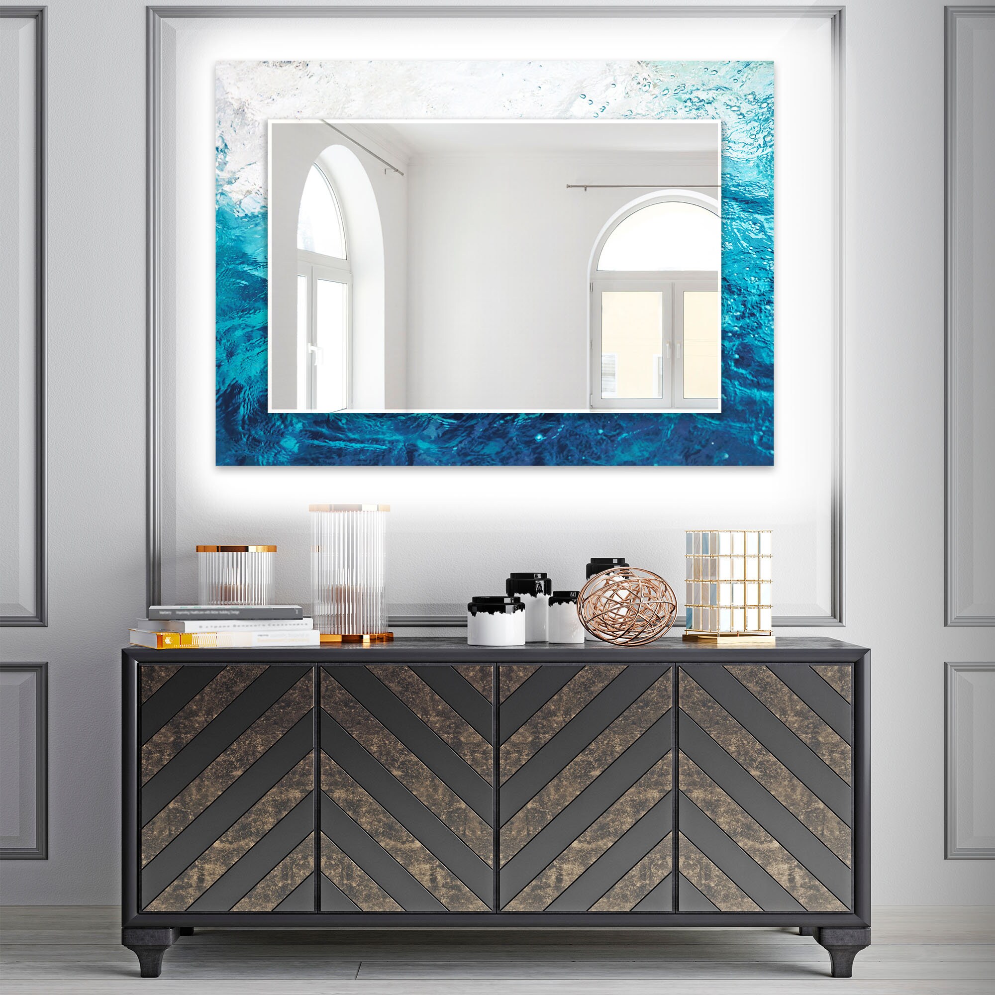 Led Mirrortempered Glass Wall Mirror With Led Lightsled Etsy