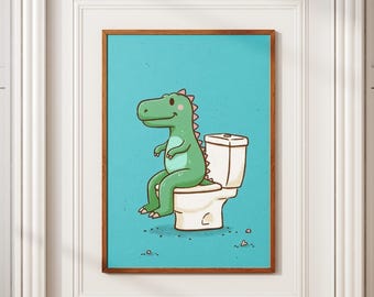 Funny Dinosaur Bathroom Decor Printable