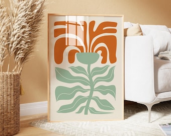 Abstract Floral Wall Art Digital Download – Mid Century Botanical Print