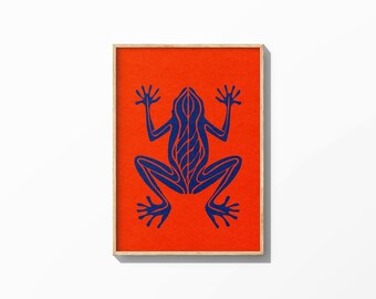 Minimal Frog Artwork – Geometric Animal Print, Modern Nature Illustration, Digital Download Decor
