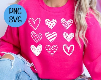 Valentine&#39;s Nine Hearts, Valentine Digital Cutting File, Vector Design, Vector, Cut File SVG Instant Digital Download, Valentines Shirt PNG