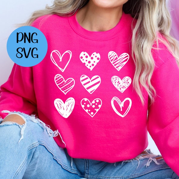 Valentine's Nine Hearts, Valentine Digital Cutting File, Vector Design, Vector, Cut File SVG Instant Digital Download, Valentines Shirt PNG