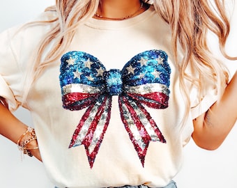 Coquette American Flag Bow Png, Coquette Glitter Bow Png, 4th of July Sublimation, Freedom, American Flag Sublimation 4th of July Shirt PNG