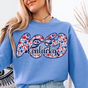 4th of July Kentucky Sublimation PNG,Floral Kentucky State PNG,Red White Blue KY Design,Patriotic State Sublimation,Kentucky Flowers Png
